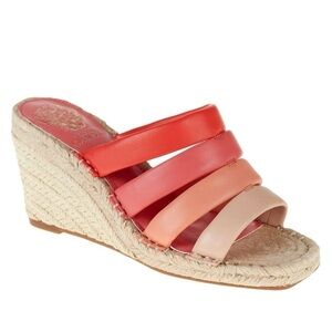 Vince Camuto 11 Molisana Leather Espadrille Wedge Sandal Coral Pink Shoes